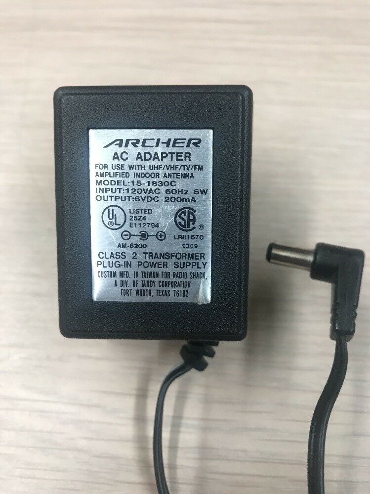 *Brand NEW*ARCHER 15-1830C 6V 200mA AC Power Supply - Click Image to Close